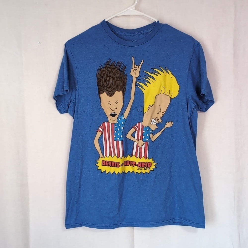 Beavis and Butthead Blue Graphic Short Sleeve Tee Size Medium